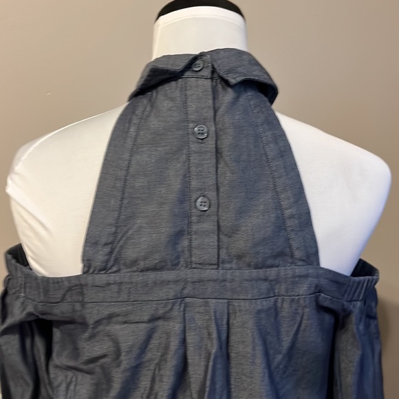 BCBGMAXAZRIA cold shoulder long sleeve button up dress dark blue XS - Picture 6 of 15